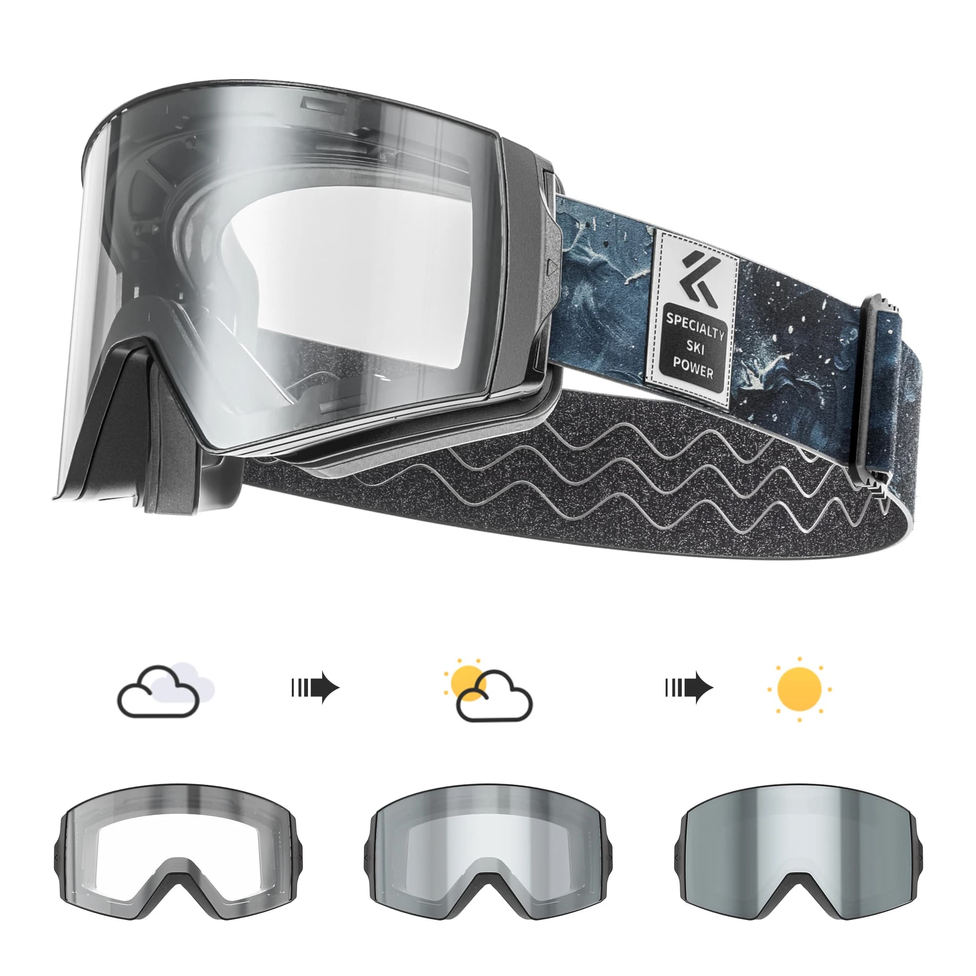 KAPVOE Nuovi occhiali da sci fotocromatici per esterni Sport sulla neve invernali per occhiali da neve unisex Occhiali da snowboard magnetici antiappannamento UV400