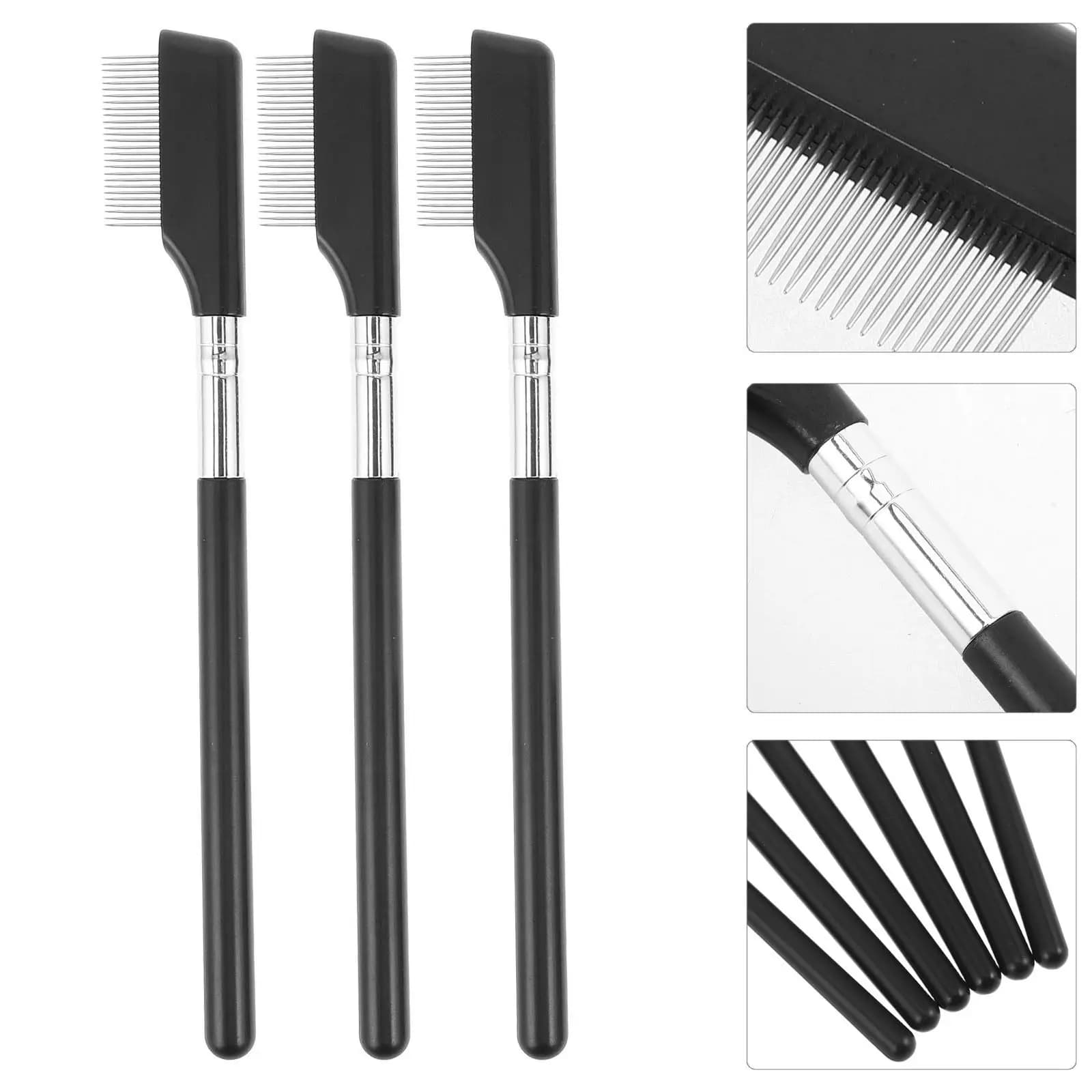 Set of 6 Eyelash Metal Combos, Fine Tooth Separator for Eyelash Styling, Mascara Removal Tool and Eyebrow Modeling