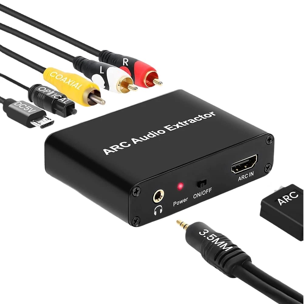 HDMI ARC compatible audio extractor to SPDIF Coaxial L/R Stereo 3.5 mm audio jack adapter for soundbar HDTV amplifier