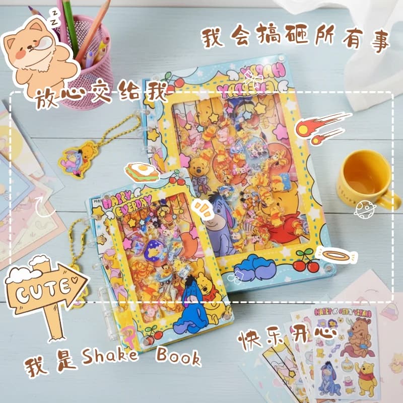 Acrylic Shake Book Rustling A5 A7 Winnie the Pooh Cartoon Sketch Diary Handbook Student Stationery Friends Sticker Kawaii Gift