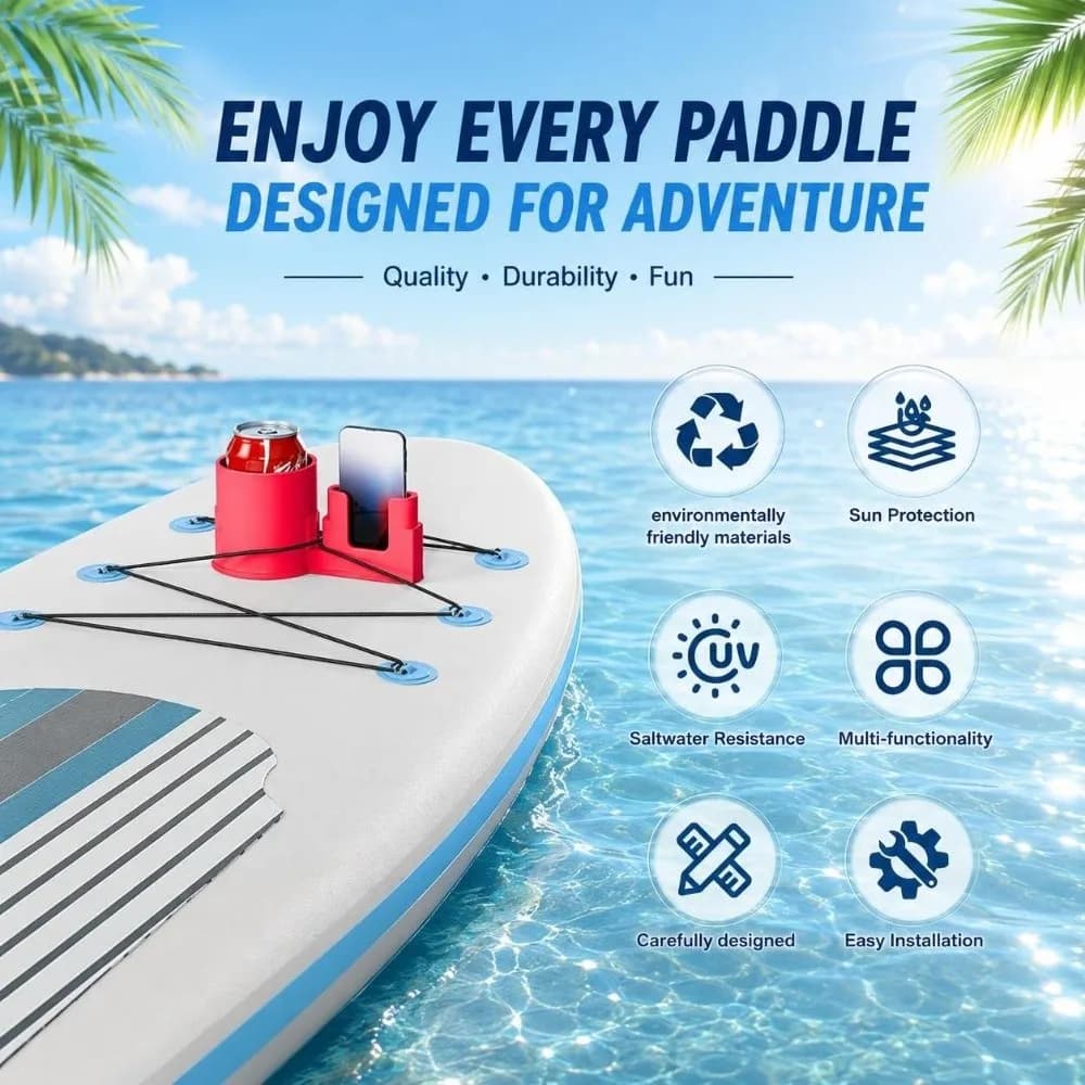 Durable 2 in 1 Paddle Board Cup Holder Plastic Storing Function Stand Up Paddleboard Cup Holder Kayak Cup Holder for Fishing