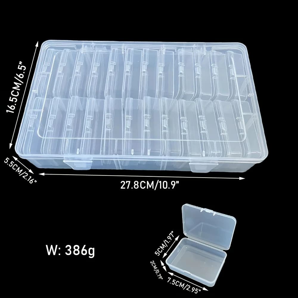 Set di scatole portaoggetti artigianali in plastica da 24 griglie, custodia trasparente per gioielli, perline, nail art e piccoli materiali