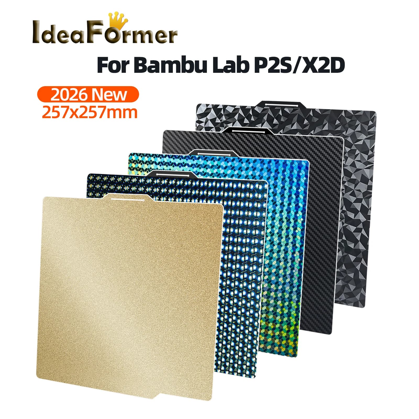 Bambulab Plate P2S Build Plate 257x257mm Double Sided Heated Bed PEI Build Plate For Bambu Lab P1P P1S A1 X1 X1C X2D 3D Printers