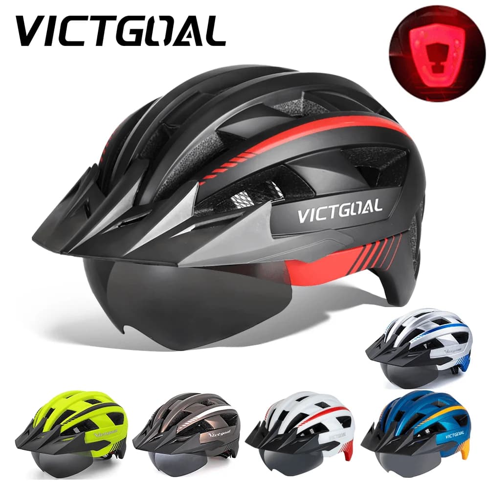 VICTGOAL Bicycle Helmet for Men's Sunglasses Cycling Helmet USB Magnetic Lens MTB Road Racing Bike Helmets Safety