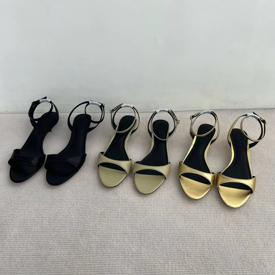 Dave&di Summer Genuine Leather Round Toe Straight Strap Minimalist And Versatile Cool Mop With Kitten Heel Women's Sandals Shoes