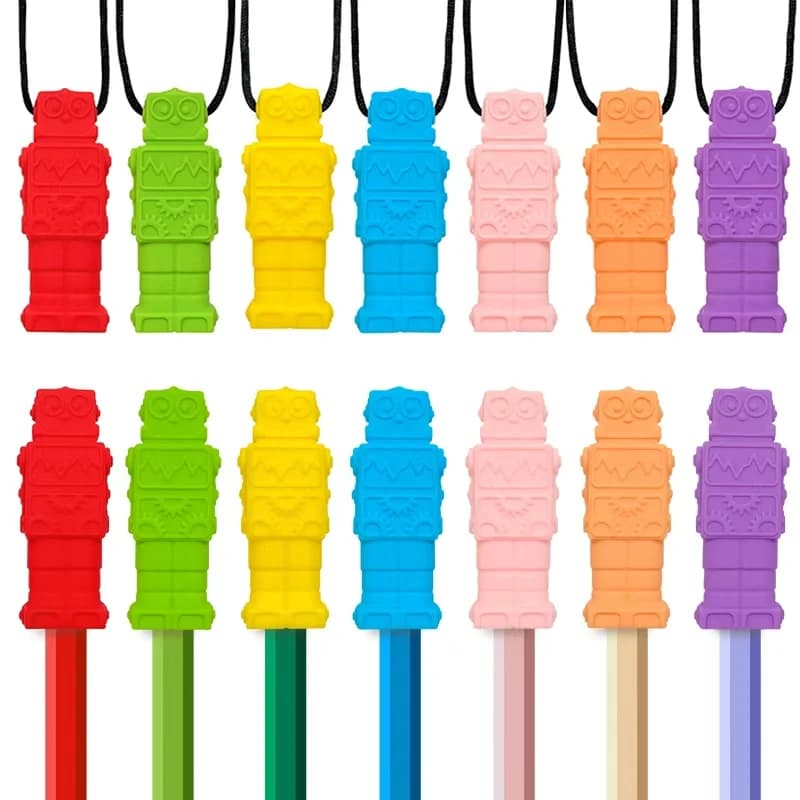 1/7 pz. Massaggiagengive in silicone per neonati, giocattoli sensoriali masticabili, collana, topper per matita, senza BPA, strumenti per motricità orale