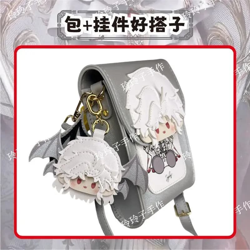 Game Love and Deepspace Sylus Silver Winged Leather Bag Figures Gift Daily Commute Phone Pouch Kawaii Birthday Gift Halloween