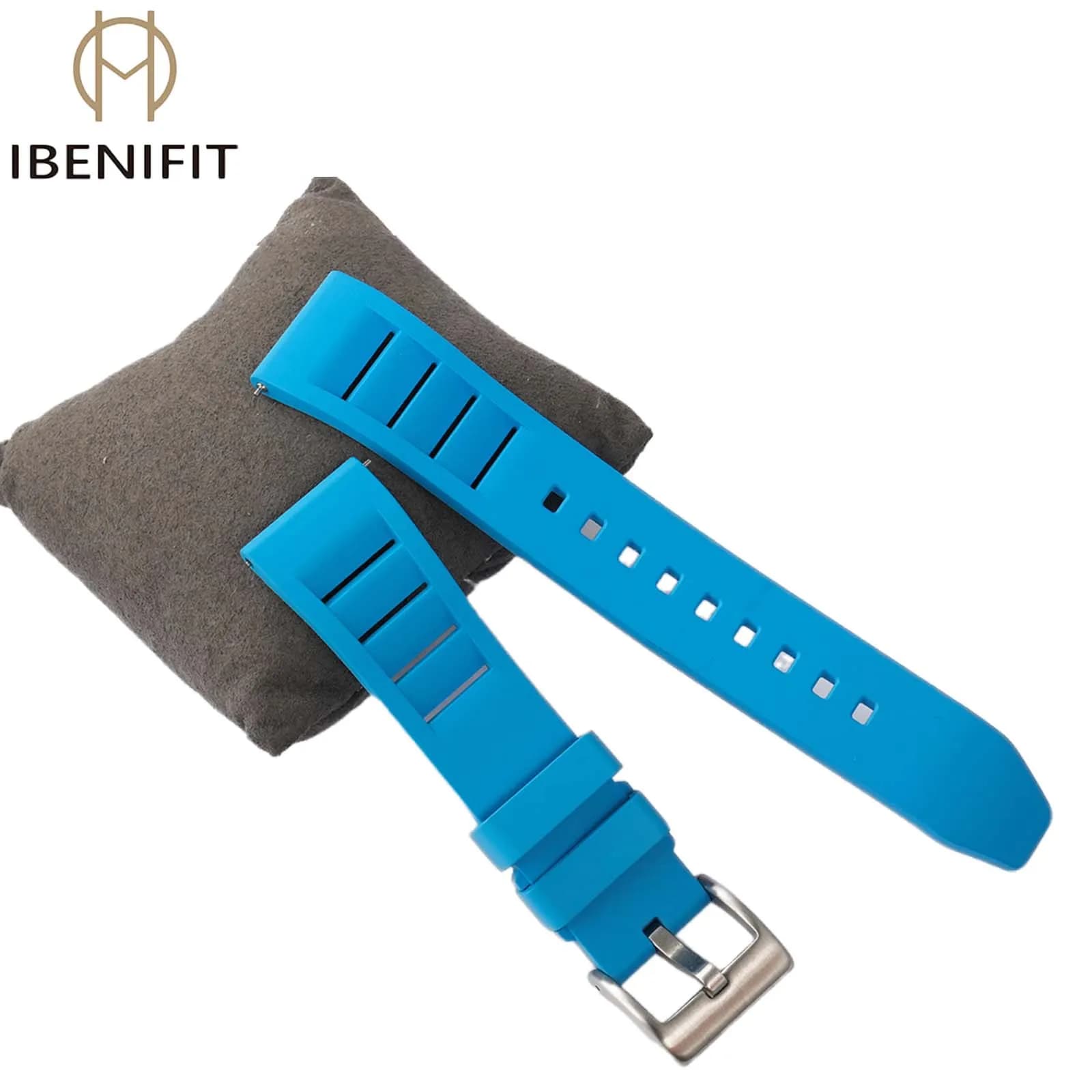 IBENIFIT Fluoro Rubber Watch Band FKM Watch Strap 18 19 20 21 22 24mm Fast Release Adjustable Universal Bracelet for Men Women