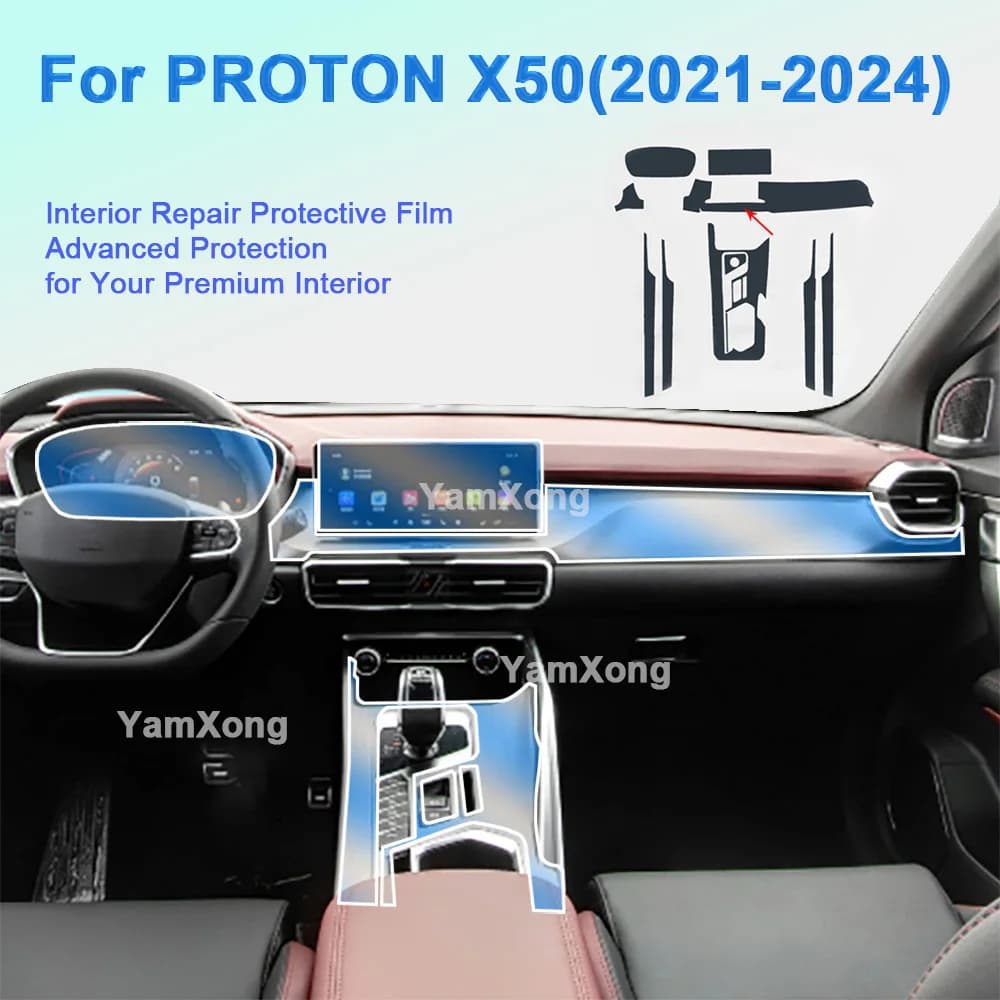 High Transparency HD Protective Film for PROTON X50 (2021-2024) Interior Car Touch Screen Dashboard Control Panel Anti-scratch Cover