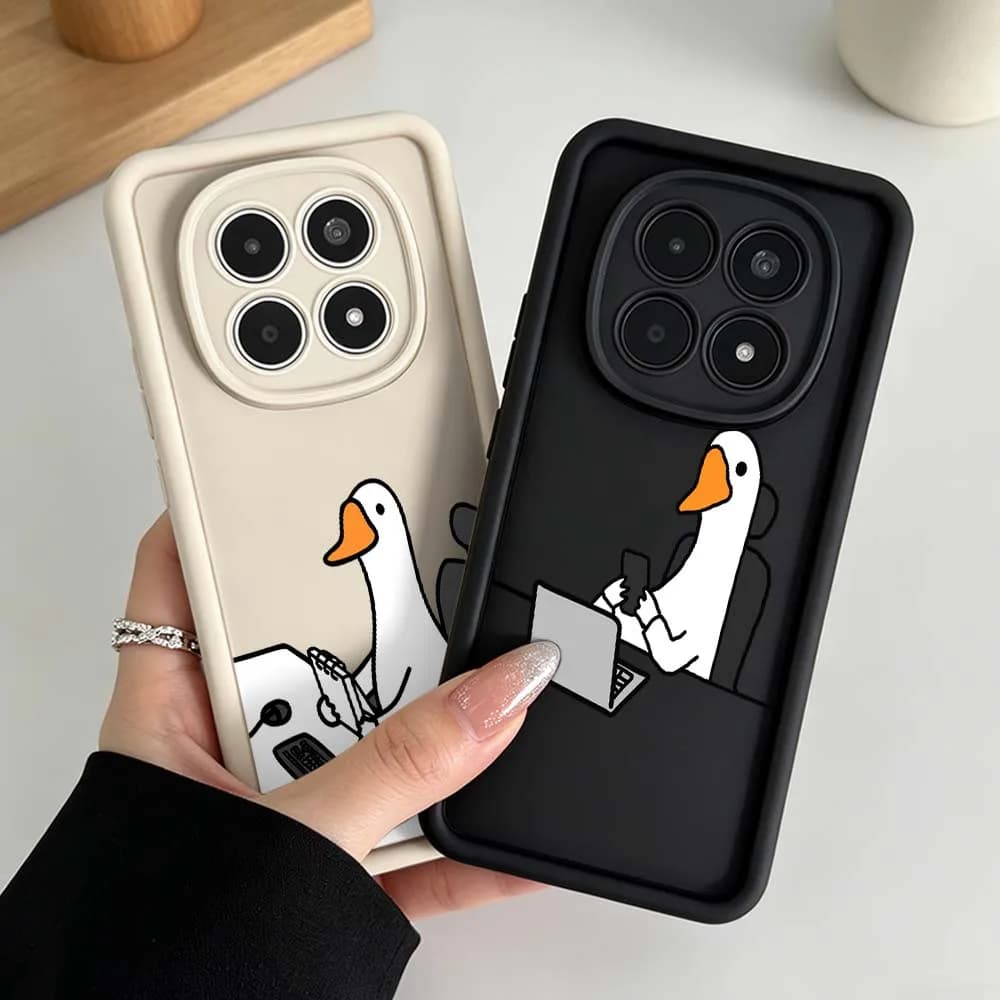 Cartoon Working Duck Cover For Xiaomi Redmi Note 15 14 13 12 11 10 14S 11S 10S Pro Plus Eye 4G 5G Ladder Phone Case