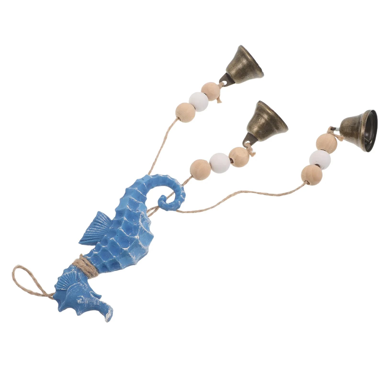 Seahorse Wind Chime Mediterranean Style Wind Bell 13 Inch Beach Nautical Hanging Windchime Wood Beads Door Wall Window