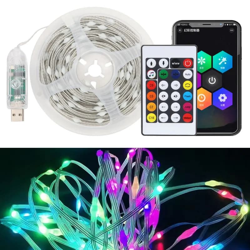 10M LED Luci natalizie Fata String Light Smart Bluetooth APP Telecomando per camera da letto Giardino Festa Decorazione auto Luce