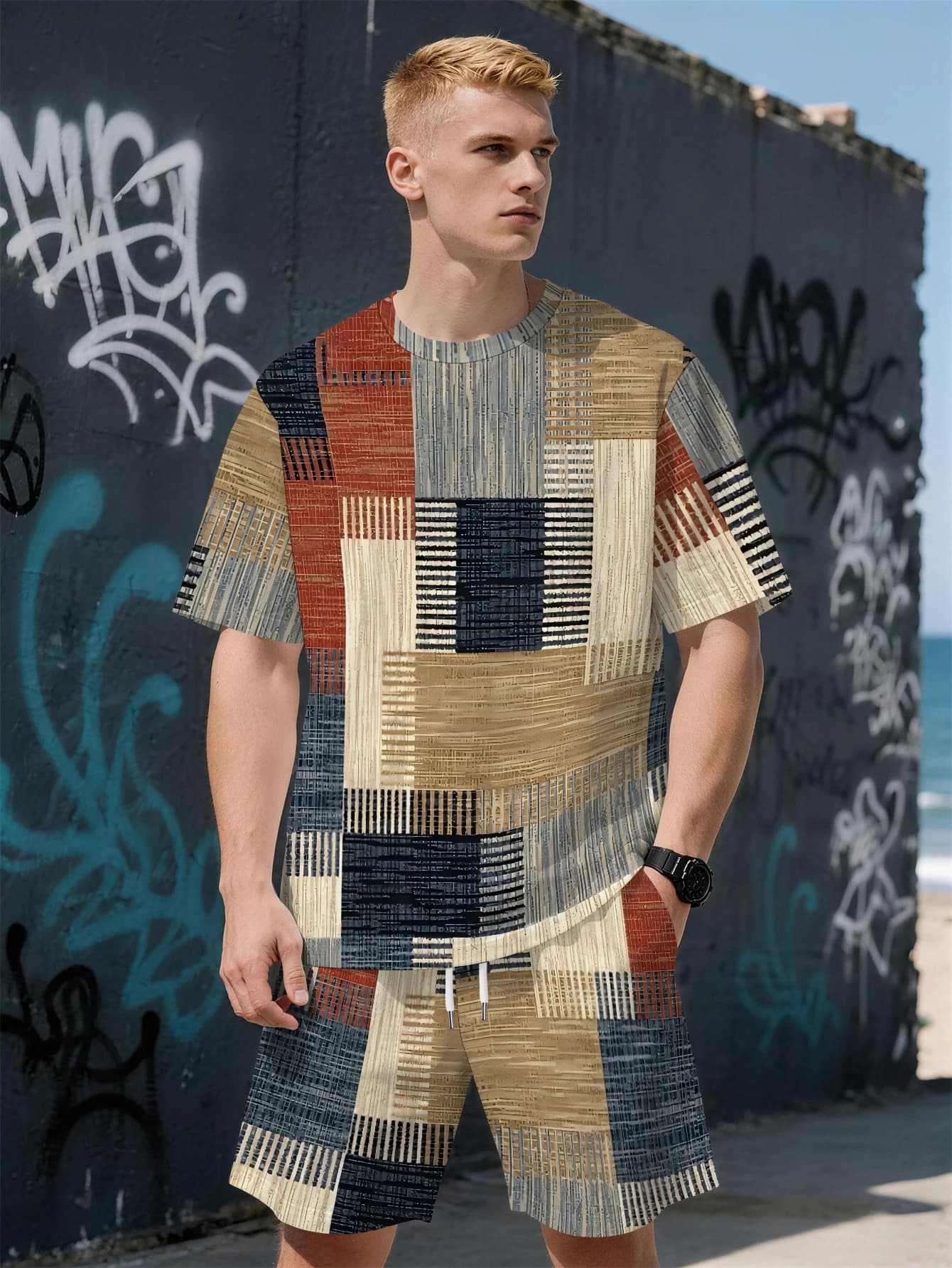Completo Estivo 2026 da Uomo a Maniche Corte con Stampa 3D Fantasia per un Look Casual da Strada, Comodo e Morbido