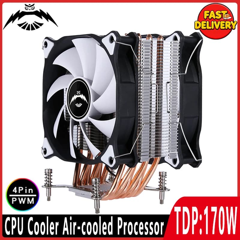 Ventola CPU da 120 mm raffreddata ad aria muto 3 pin 4 pin x79 x99 Dispositivo di raffreddamento 4/6 Tubo di calore i3 i5 i7 Installazione del processore LGA115x 1200 1700 1851 2011 2066