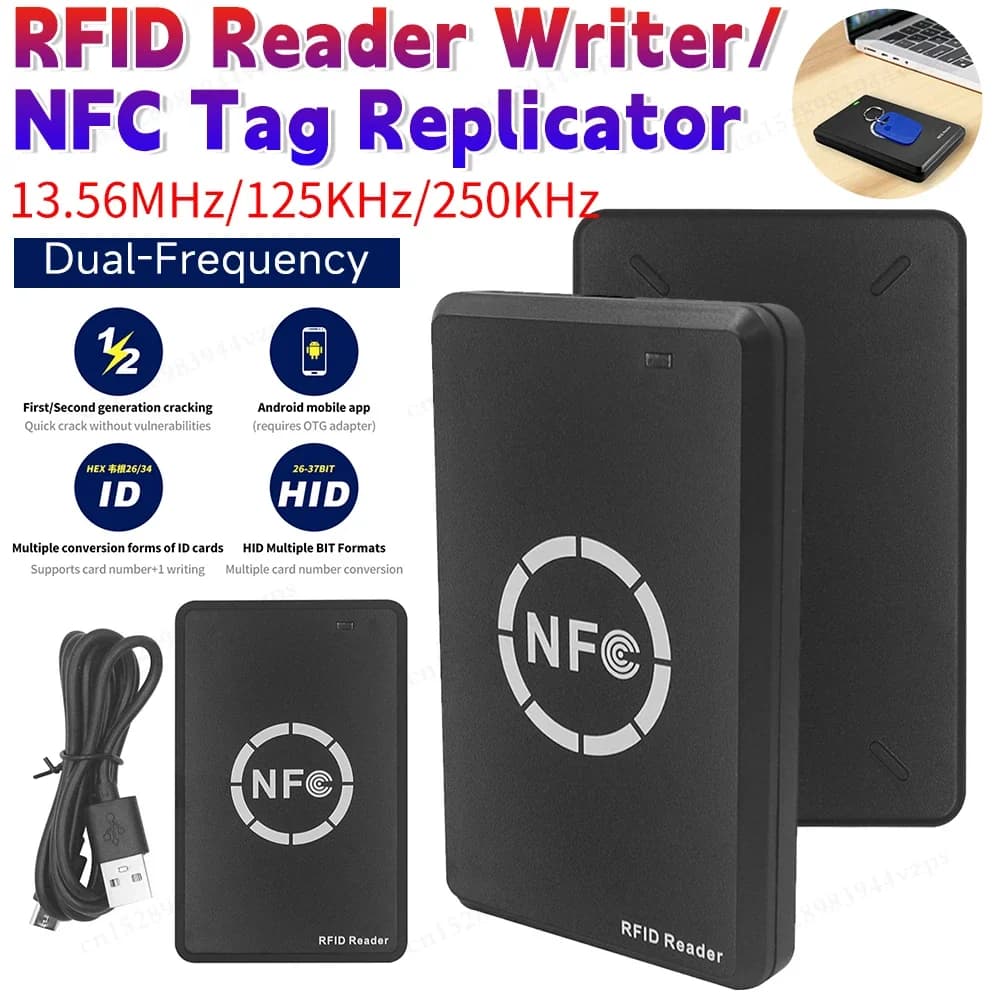 Copiatrice RFID NFC Smart Card Writer Lettore Chiave Tag NFC Decodificatore di schede 13.56MHz Programmatore crittografato 125KHz Carte Tag Duplicatore
