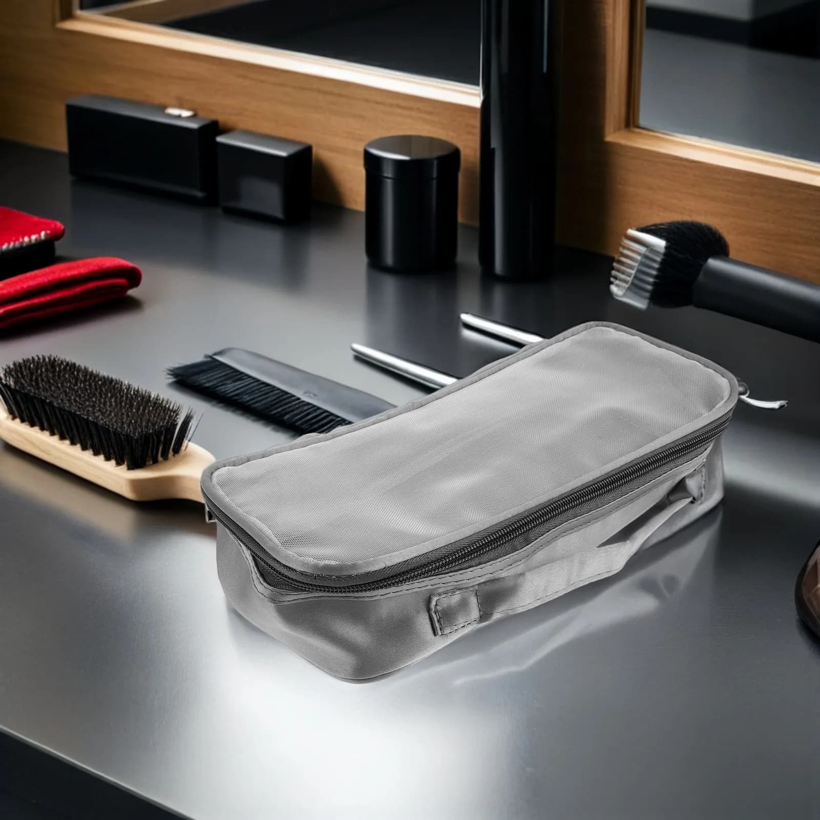 Borsa da Viaggio per Strumenti per Capelli Rosa, Custodia Traspirante per Ferro Arricciacapelli con Finestra, Organizer Portatile per Asciugacapelli per Viaggi e Uso Quotidiano