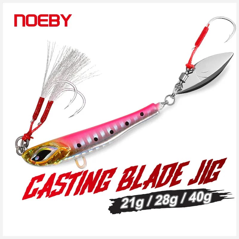Noeby Blade Jig Lure 21g 28g 40g 60g Shore Casting Jig in metallo Cucchiaio Jigging Tail Spinner Esca dura artificiale Attrezzatura da pesca in mare