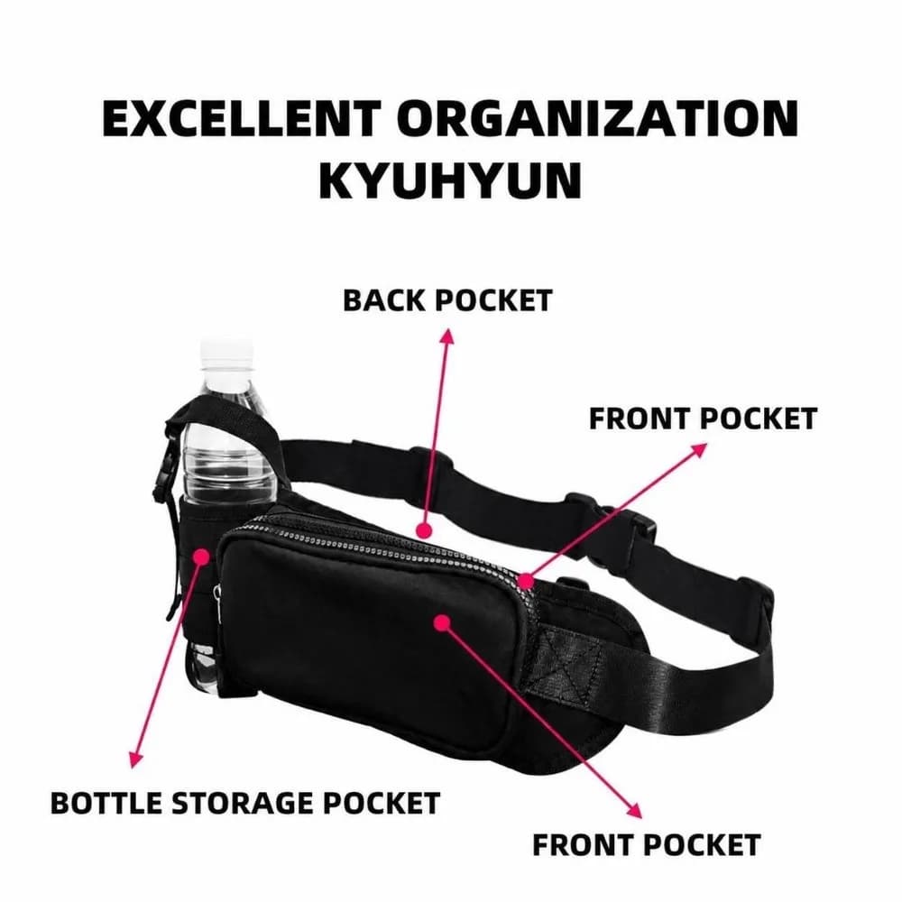 Waterproof Running Waist Pack Oxford Lightweight Crossbody Running Belt Bag Adjustable Bottle Holder Waist Bag Outdoor Walking