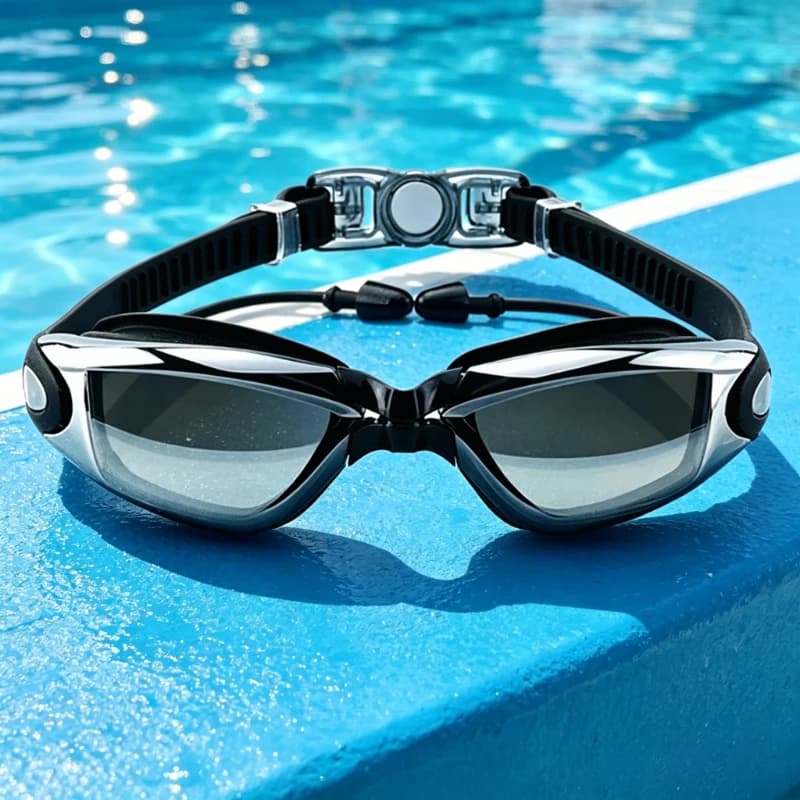 Occhialini da Nuoto Professionali per Adulti con Tappi per le Orecchie Integrati, Impermeabili in Silicone Antiappannamento, Accessori Estivi per il Nuoto