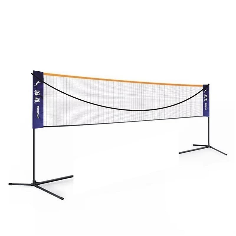 Set of adjustable height portable sports nets for badminton, tennis, volleyball, folding frame with carrying bag, outdoor beach courtyard