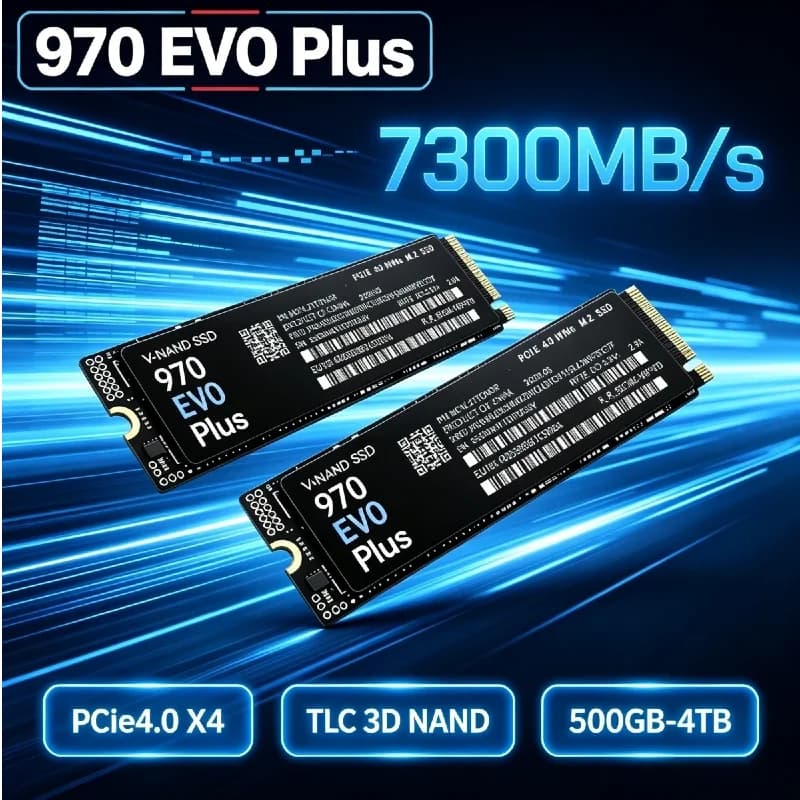 970 EVO Plus High-Speed SSD 7300MB/s PCIe 4.0 x4 TLC 3D NAND NVMe M.2 2280 500GB-4TB Gaming Solid Disk for PS5 PC Laptop