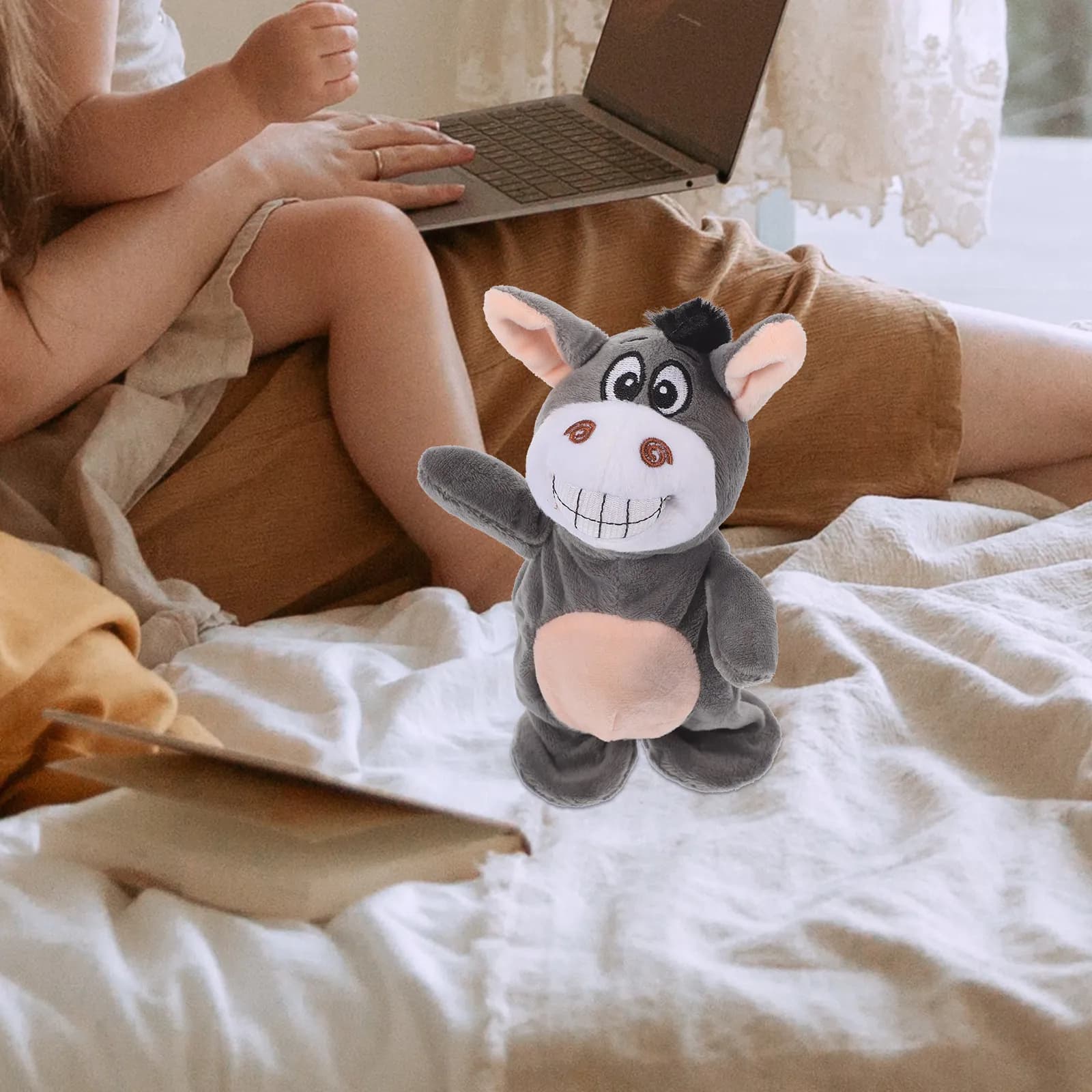 Asino Parlante Interattivo Divertente, Peluche Elettronico Imitativo per Bambini, Regalo Educativo con Registrazione Vocale