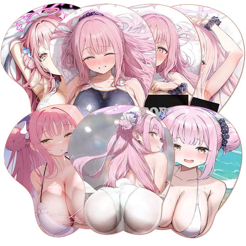 Anime B_Blue A_Archive Tappetino per mouse 3D ACG Tappetino per mouse in silicone Sexy Mika Boobs Supporto per polso Tappetino per mouse Ufficio Titty Tappetino per mouse