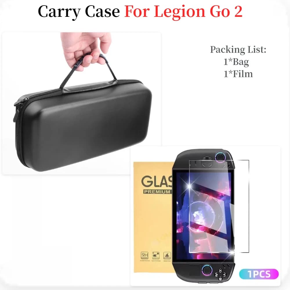 Custodia con pellicola in vetro temperato per Legion Go 2, borsa portaoggetti per console da gioco, accessori per Legion Go 2, borsa a mano rigida in EVA