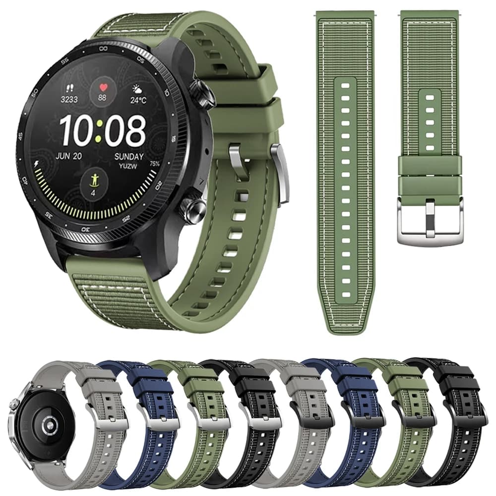Cinturini per orologi da 22mm per TicWatch Pro 3 Ultra/GPS/LTE/E2/S2/GTW/GTH Pro X 2021 cinturino in nylon siliconico cinturino Smartwatch