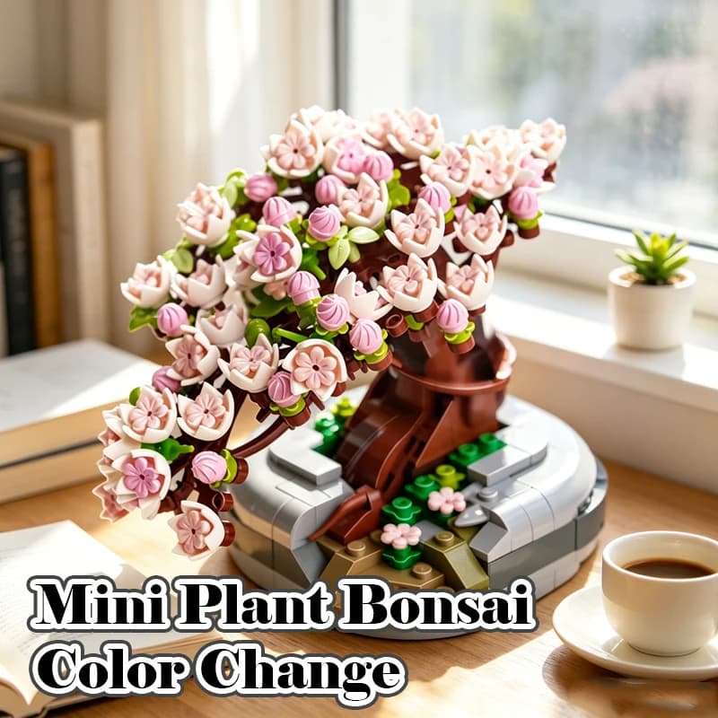 Mini Plant Bonsai Building Block Flower Plant Cherry Blossom Tree Potted Bouquet Model Bricks Home Decoration Toy For Kids Gifts