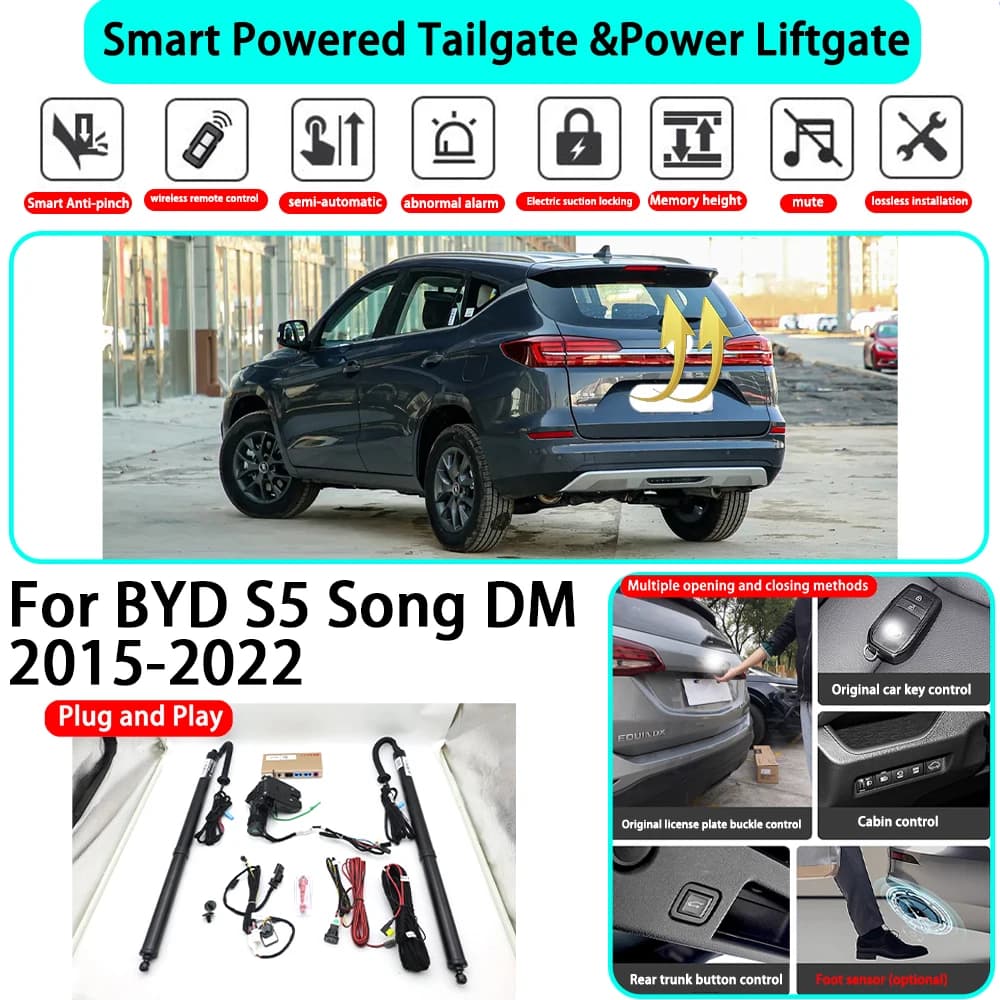 Kit di Sollevamento Elettrico Automatico del Portellone Posteriore OEM per BYD S5 Song DM 2015-2022, Chiusura con Chiave, Plug and Play