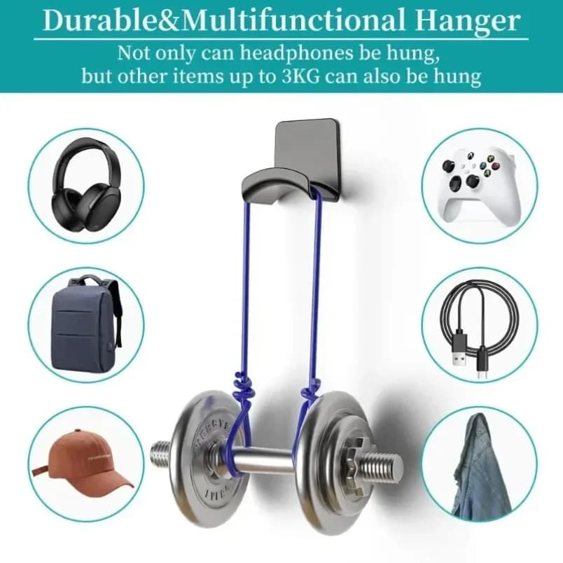 Headphone Hook Wall Mount Self Adhesive No Drilling Headphone Holder Anti-Slip Stand for Gaming Headset HIFI Space Saving