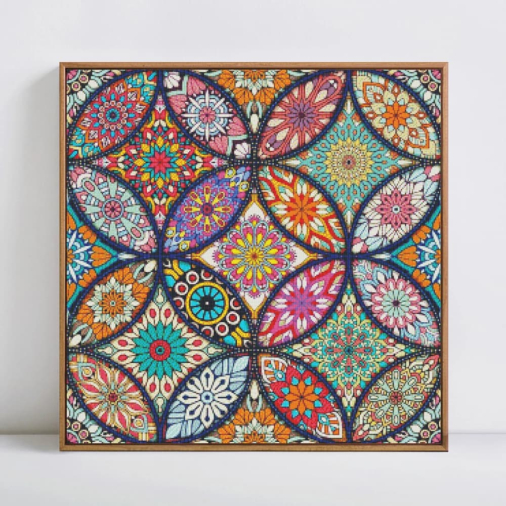 HUACAN Mandala Flower Threads punto croce tela stampata ricamo fai da te kit di immagini floreali set di cucito decorazione 40x40cm