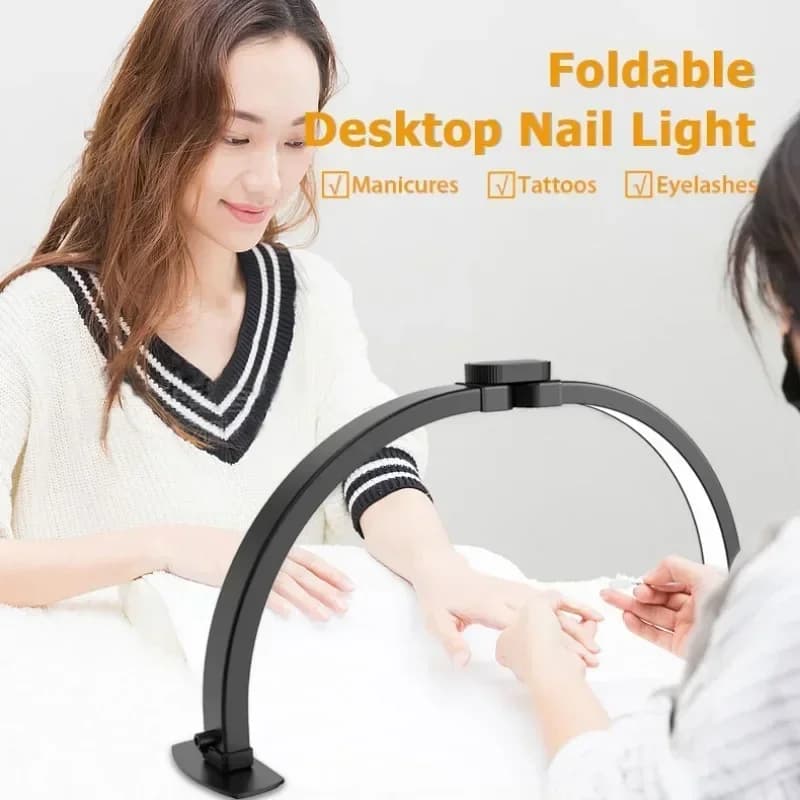 Lampada da tavolo per unghie a mezzaluna pieghevole LED a mezzaluna per manicure da tavolo ad arco luminoso per salone di bellezza