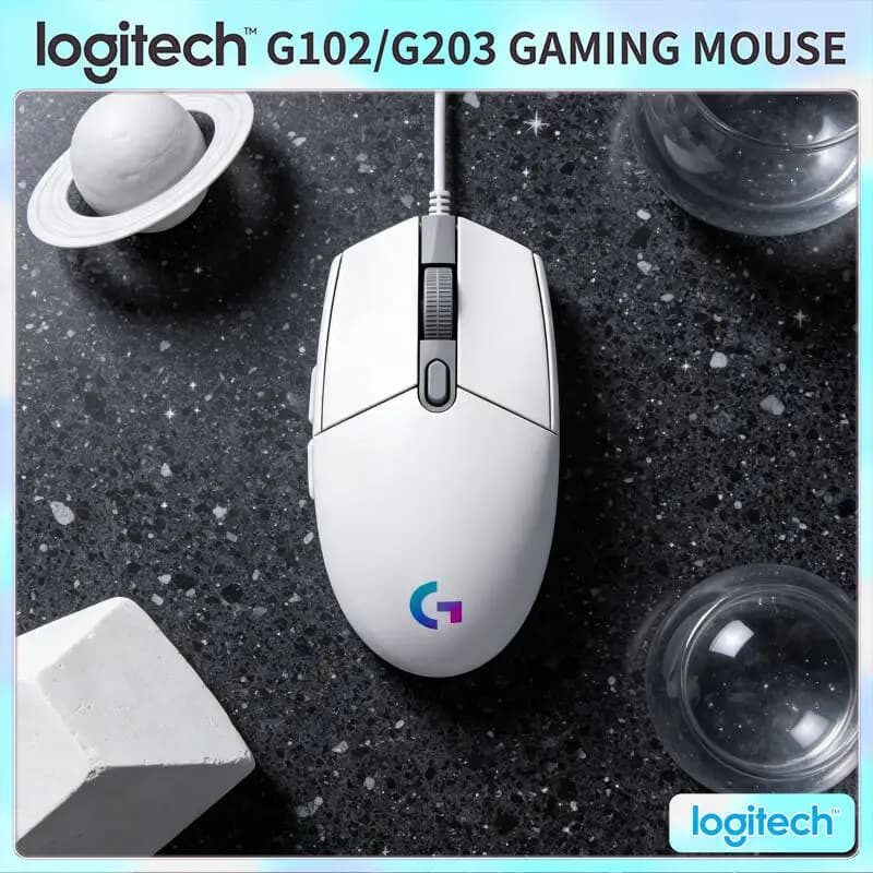 Logitech G102 Wired Gaming Mouse, 16.8M RGB Colors, 1ms Response Time, Mechanical Buttons for Competitive FPS