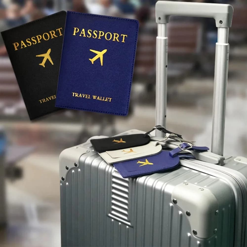 Etichetta per bagagli da lavoro in pelle PU Custodia per passaporto Etichetta per valigia Porta carte di nome Accessori da viaggio Portafoglio Borsa per documenti