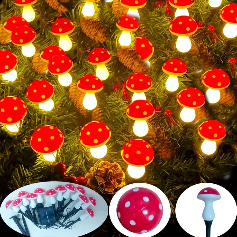 Pannello solare a LED fungo fata luce giardino esterno impermeabile lampada da notte cortile per la decorazione della festa nuziale di Natale 8/12/20LED