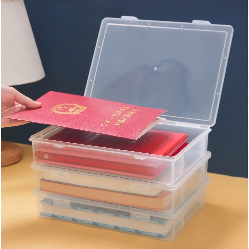 Nuovo Organizzatore di Documenti in Plastica, Contenitore Quadrato Trasparente per Certificati e File