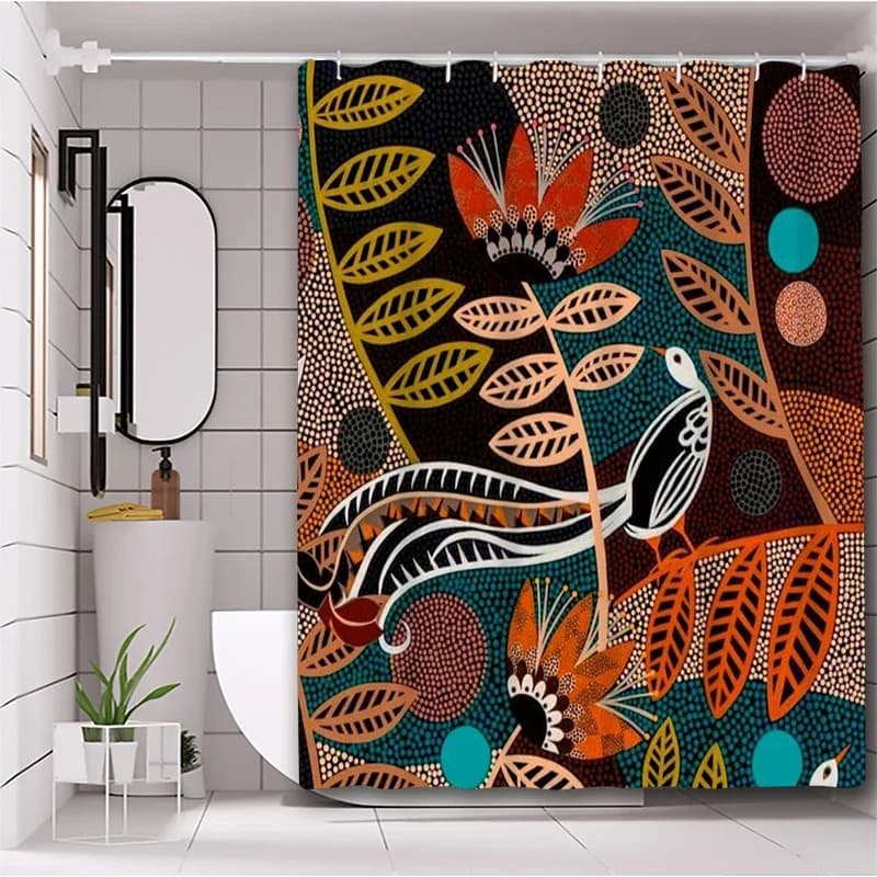 Tenda da bagno per piante tropicali Tenda da doccia per bagno impermeabile con 12 ganci Home Deco