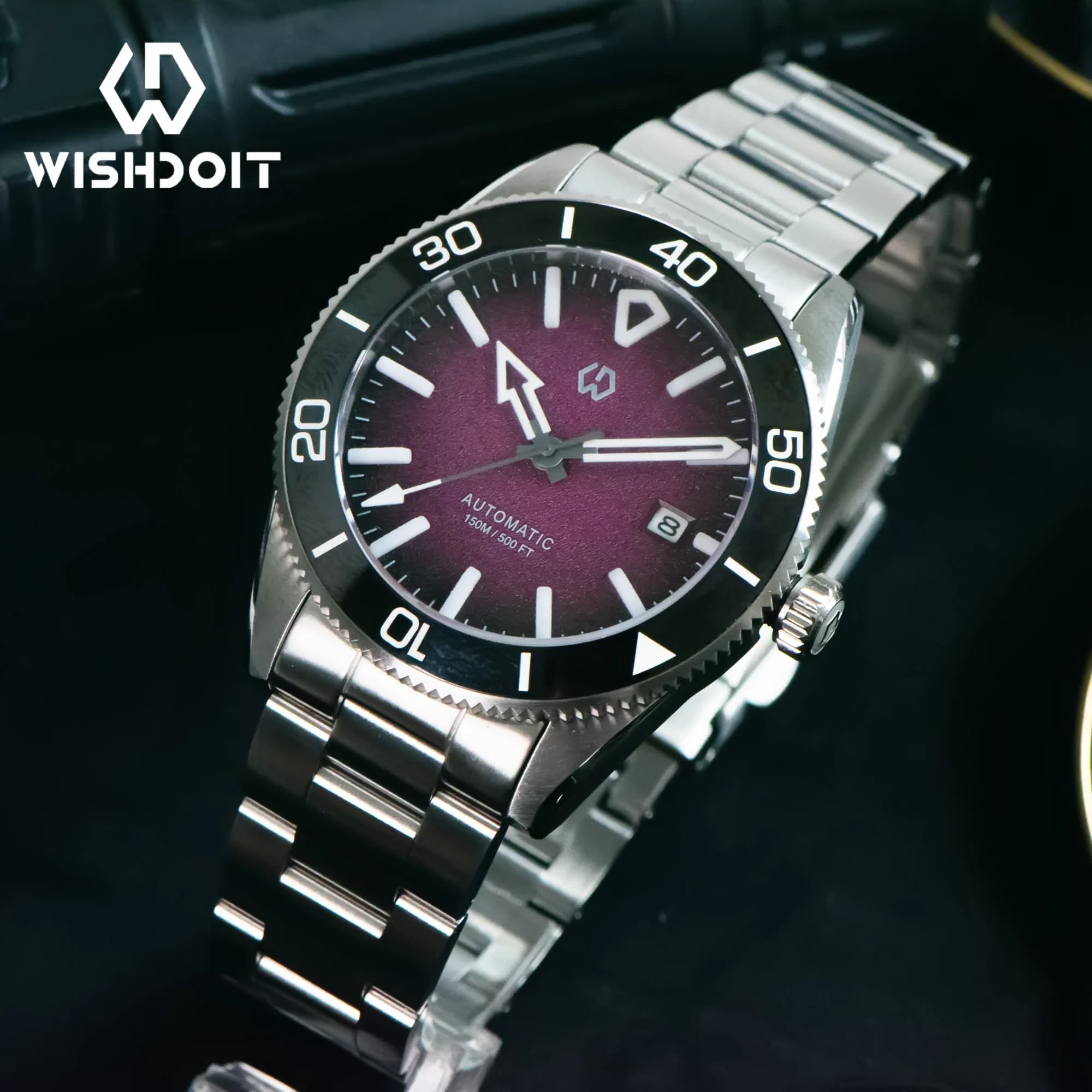 WSD9017 Orologio automatico da uomo Meccanico 3D Dimensionale Orologio luminoso Ago Lunetta in ceramica 150 metri Subacquea impermeabile