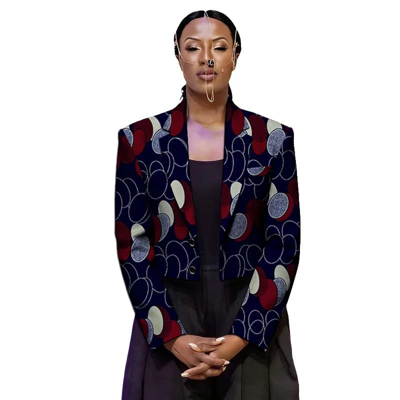 African style women's jacket with Ankara print, custom blazer for Ramadan, wedding dress, new mini coar print for lady