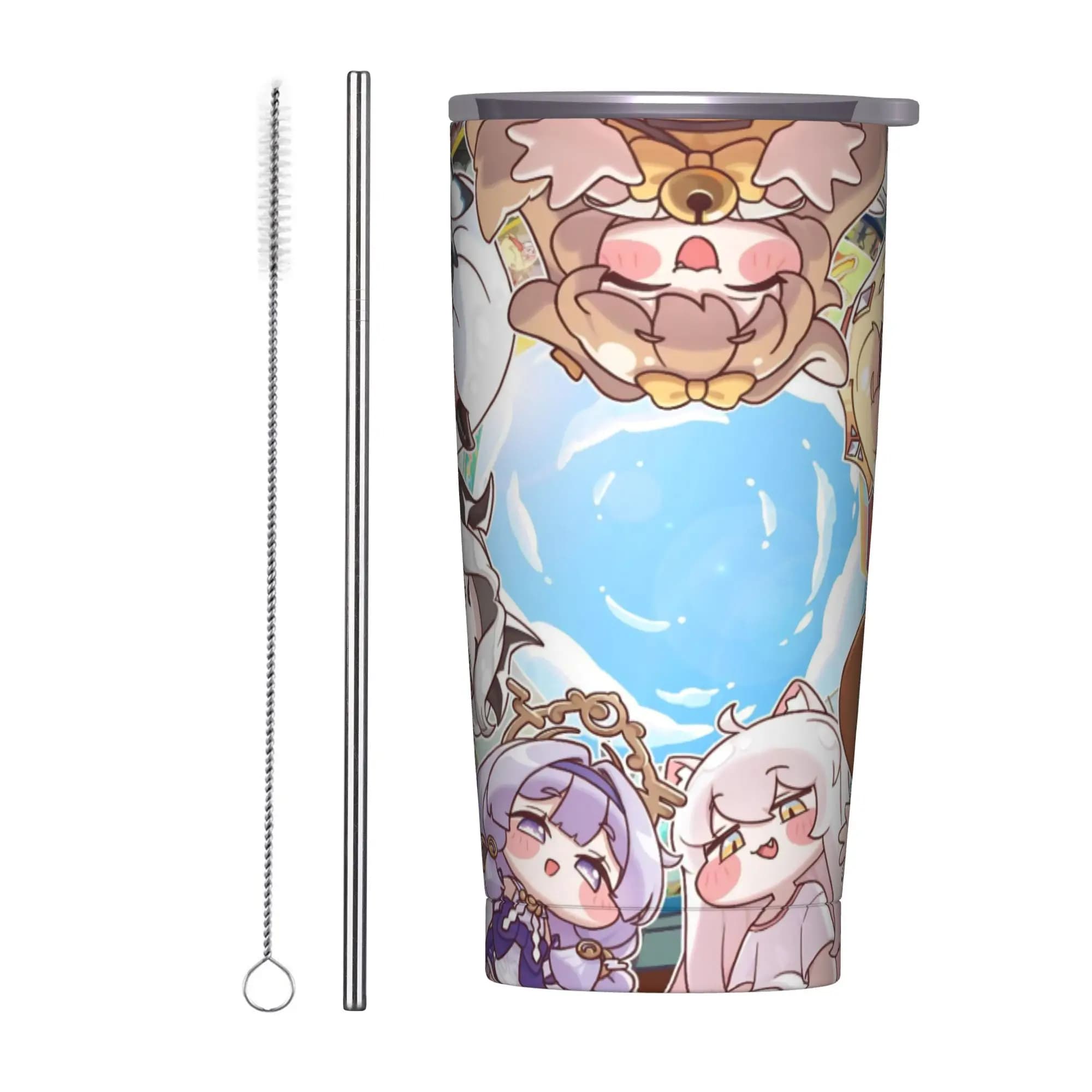 Tazza Termica Trickcal C-Chibi Go Games, Bicchiere da Viaggio in Acciaio Inox, Bottiglia d'Acqua da 20oz per Esterni