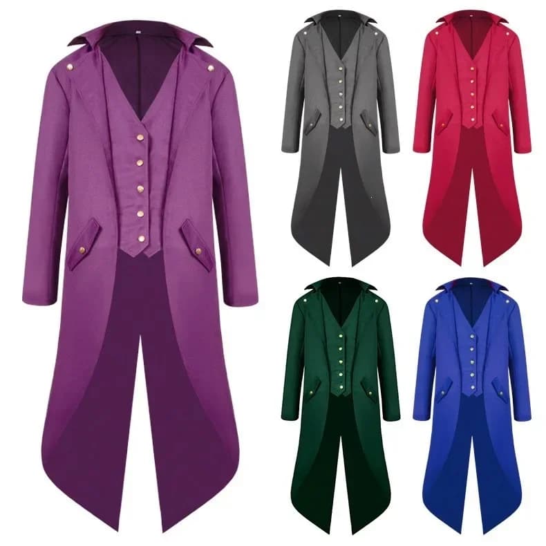 Adult Kids Clown Cosplay Costume Medieval Long Coat Outfits Fantasy Tuxedo Jacket Vest Halloween Carnival Party Uniform