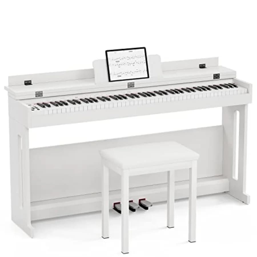 Pianoforte Digitale a 88 Tasti Pesati con Panca, Meccanica a Martello, Supporto, Jack per Cuffie e 3 Pedali, Dimensioni Standard
