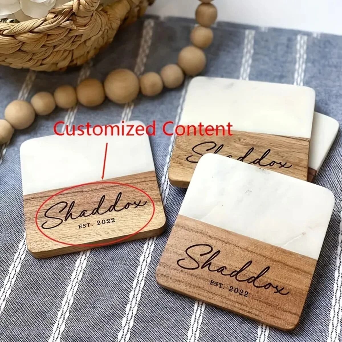 Sottobicchieri in marmo da 1 pezzo, bellissimi regali per la festa nuziale, decorazioni da tavola di fascia alta, sottobicchiere personalizzato per damigella d'onore, sottobicchiere regalo squisito