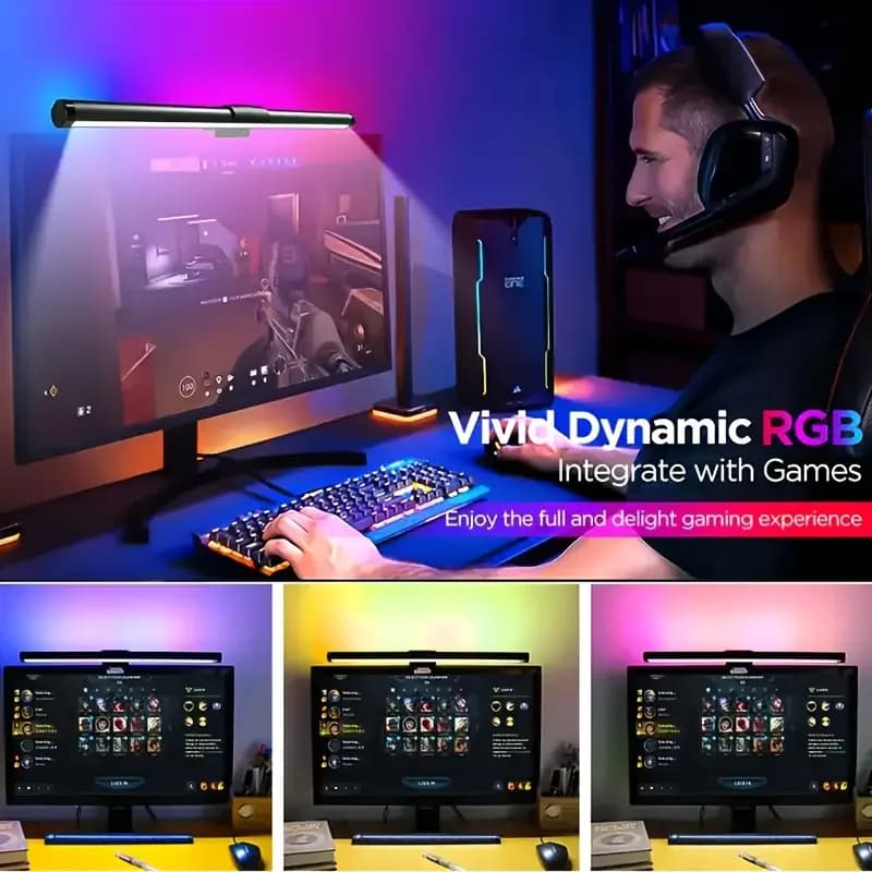 LED light bar for computer monitor, desk lighting, USB RGB light bar for screen, study monitor lamp, reading table, lamp with continuous light intensity adjustment