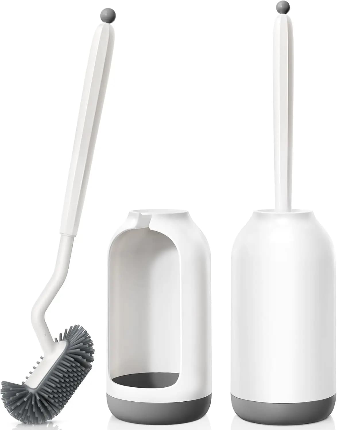 Set WC stand: 2 Pieces, Silicone Brush for Deep Cleaning Under the Edge with Design Curvo