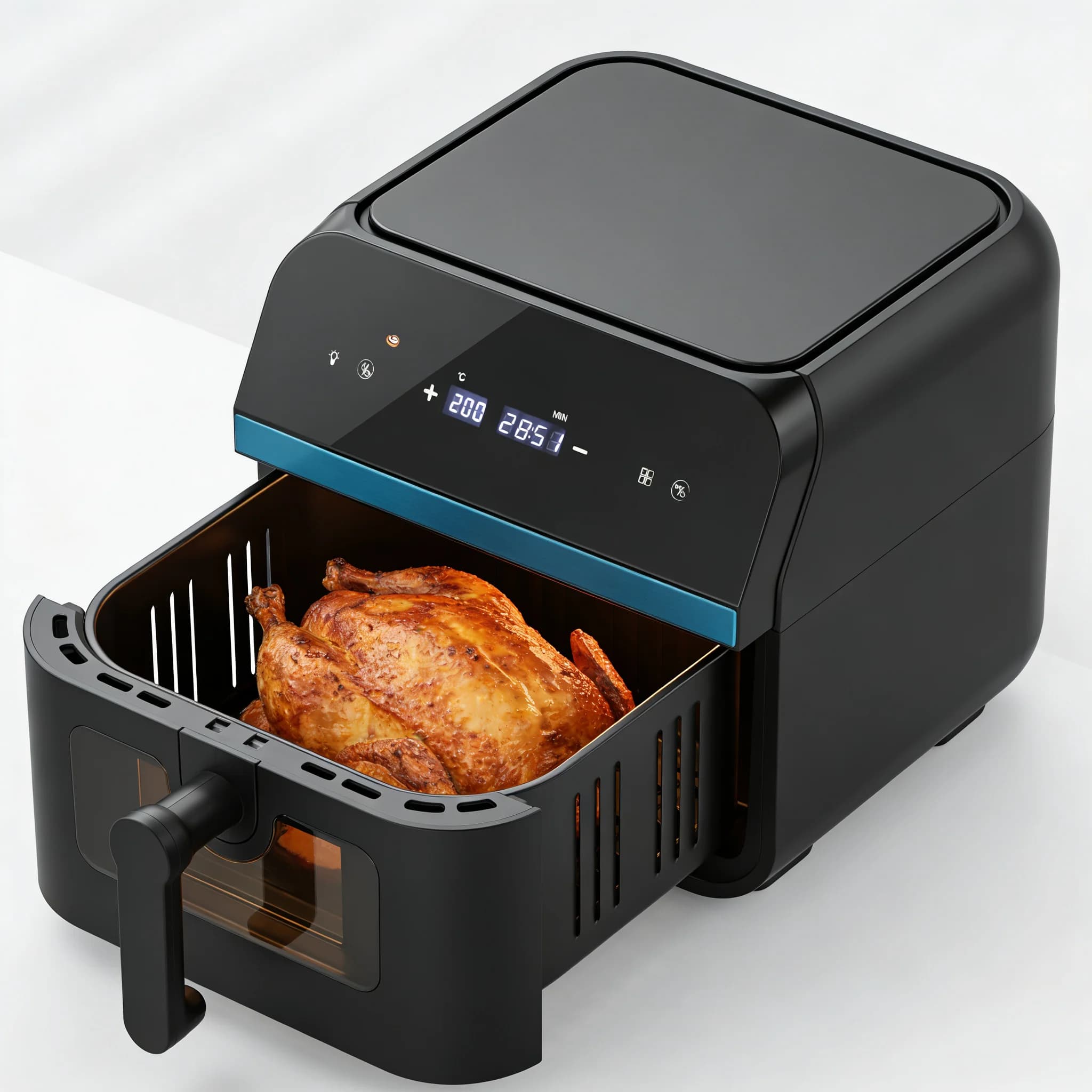 New 10L Large Air Fryer 1600W Digital Control Dual-sided Baking 3D Heating Non-stick Basket Auto Power Off Adjustable Timer