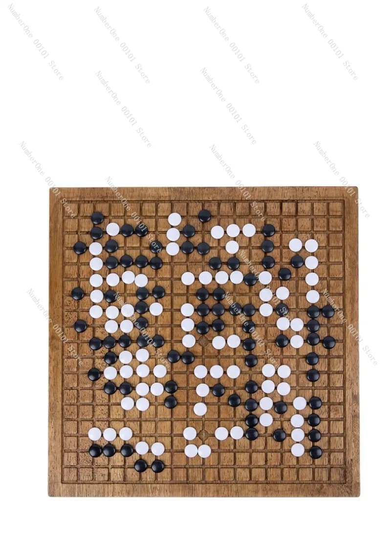 Set di Giochi da Tavolo Educativi 2 in 1 in Legno Massiccio per Bambini e Adulti, Go Gomoku Scacchi Cinesi, Kit Multifunzione con Scacchiera Strategica