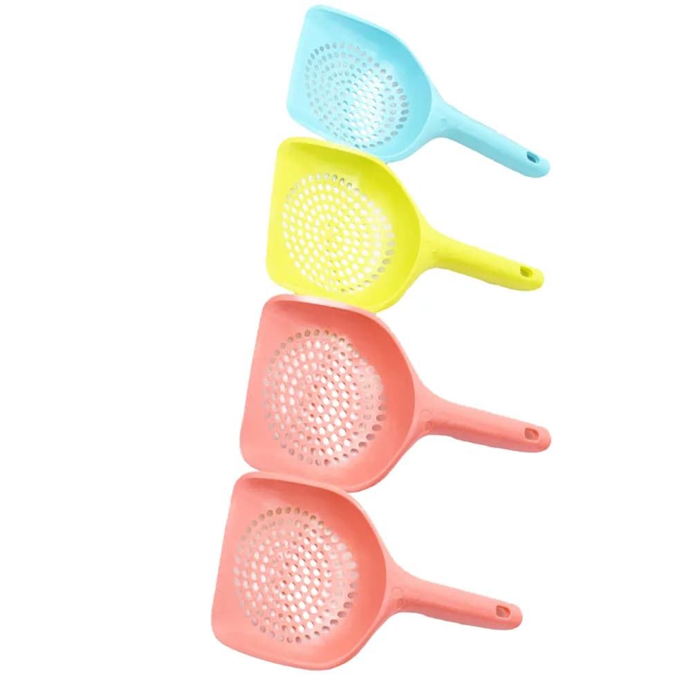 Set di 4 Pale per Lettiera per Gatti in Plastica Resistente all'Usura con Manico Lungo, Strumento per la Pulizia della Sabbia e la Raccolta dei Rifiuti degli Animali Domestici